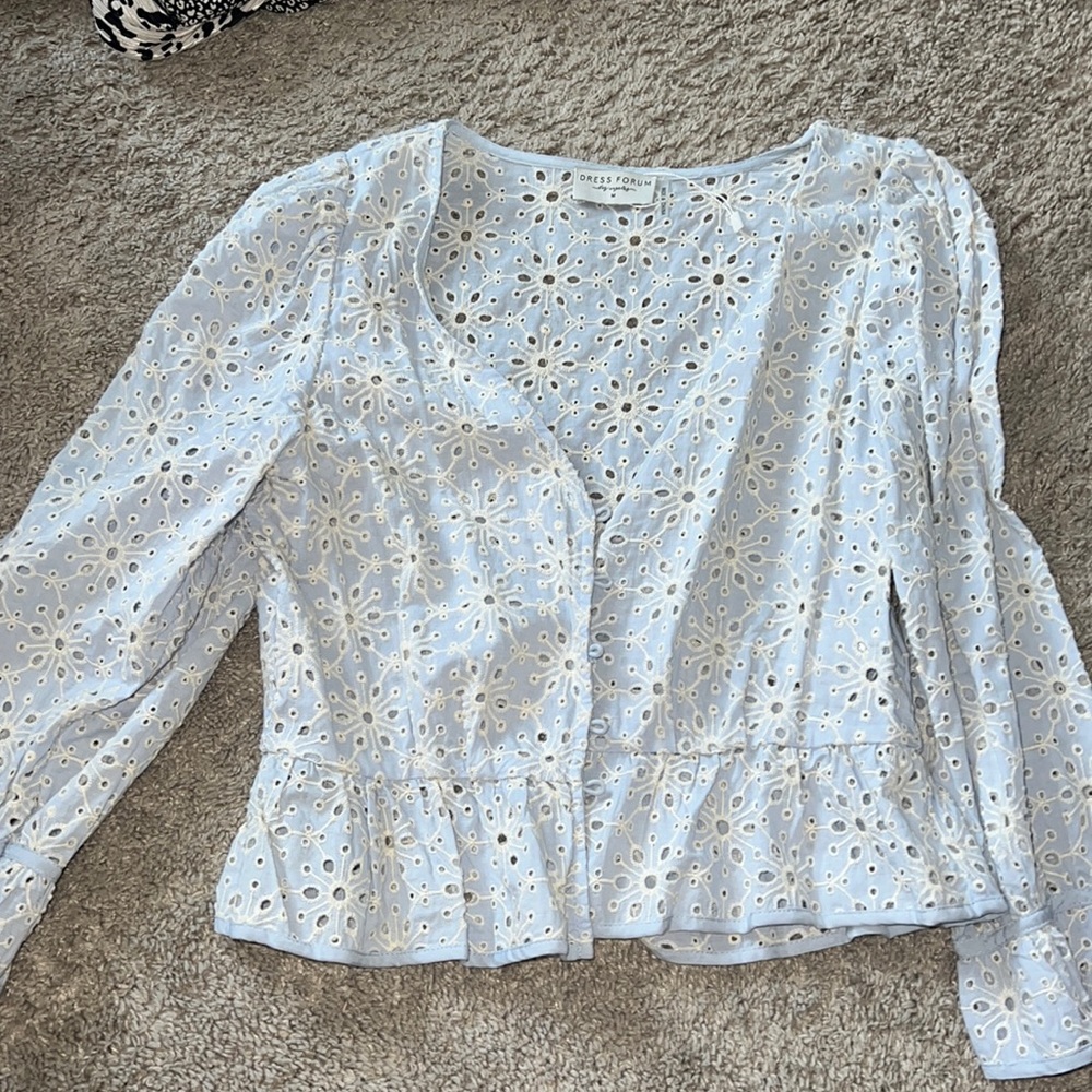 Dress forum ruffle eyelet top long sleeve